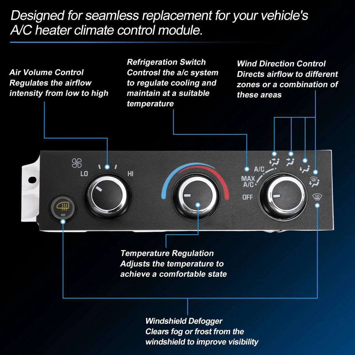 A/C Heater Climate Control Switch Module for Chevrolet Express (1996–2023) No.599-294