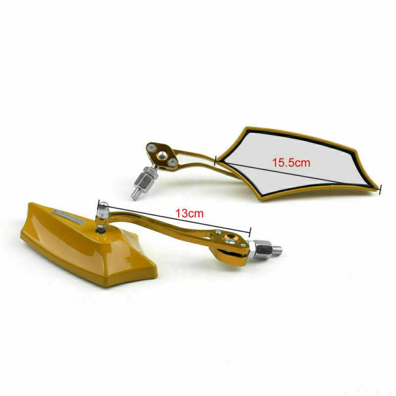 Set of 2 Rear View Mirrors for Motorcycle Chopper Cruiser (M529-A041-Gold)