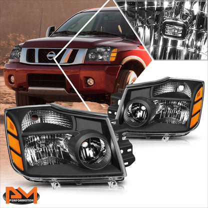 Factory Style Headlight Black Housing Amber Corner for Titan/Armada (2004–2015)