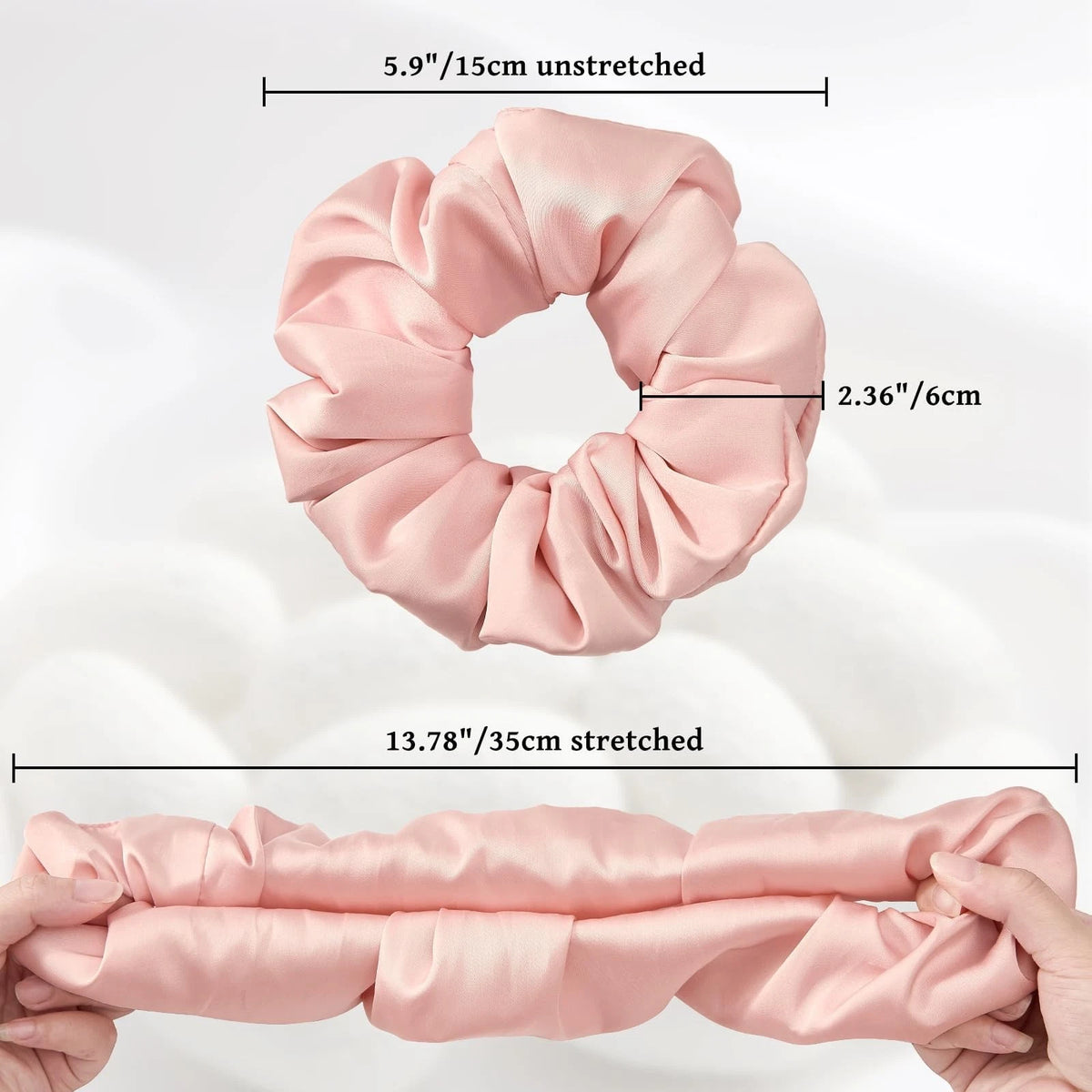 Set of 6 Mulberry Silk Scrunchies - 2 Large, Color 01