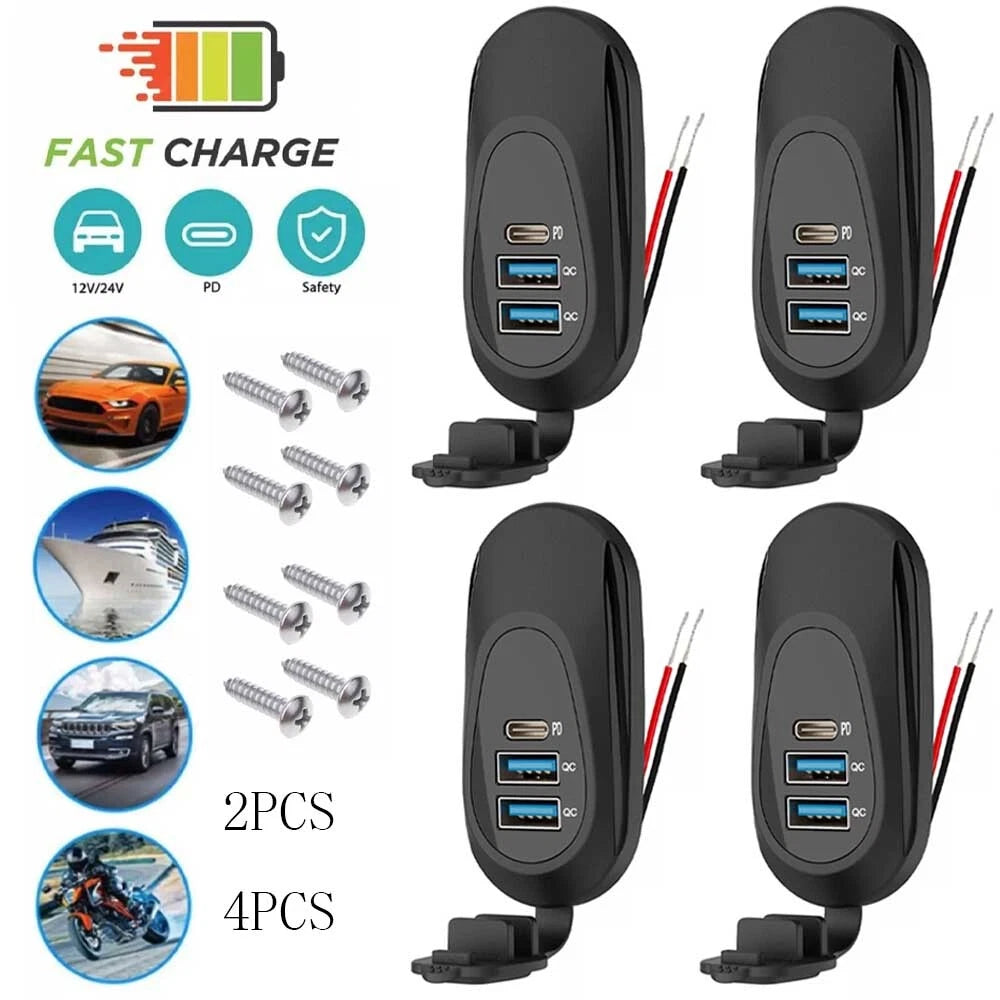 2X Dual USB Quick Charge 3.0 Car Charger Socket Power Outlet 12-24V for Vehicles