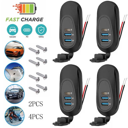2X Dual USB Quick Charge 3.0 Car Charger Socket Power Outlet 12-24V for Vehicles