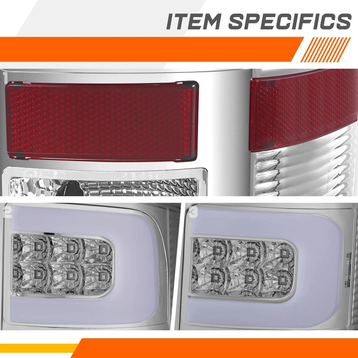 Dual 3D LED C-Tube Bar Tail Light Reverse/Stop Lamp for GMC Sierra (2007–2014)