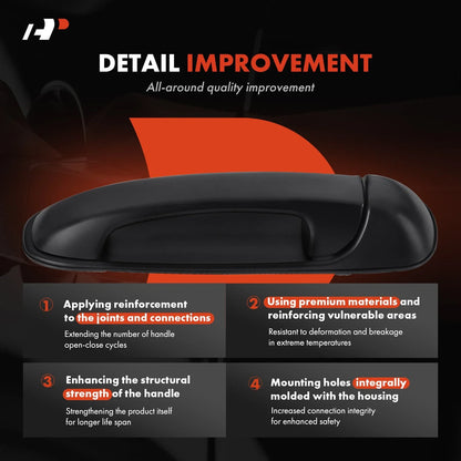 2X Rear Black Exterior Door Handle for Jeep Grand Cherokee (1999–2004)