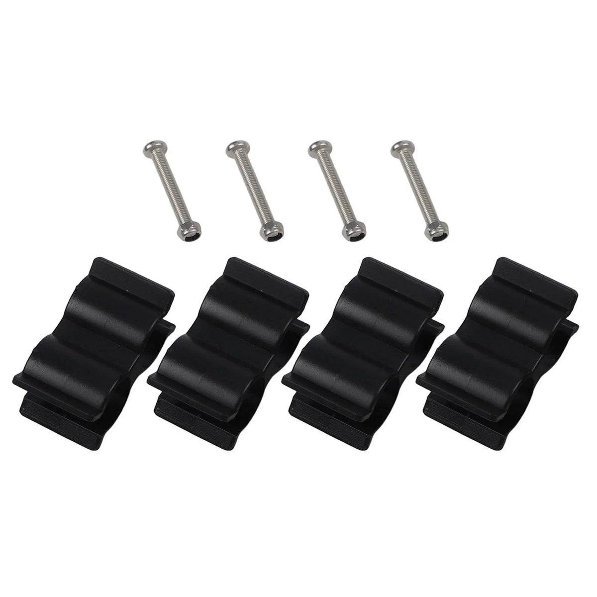 Set of 4 Double Tube Clip Holders for Boat Top Poles (Fits 7/8" to 1")