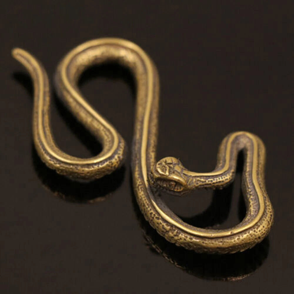 Solid Brass Snake Figurine for Home Office Decor