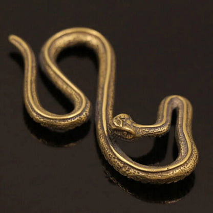 Solid Brass Snake Figurine for Home Office Decor
