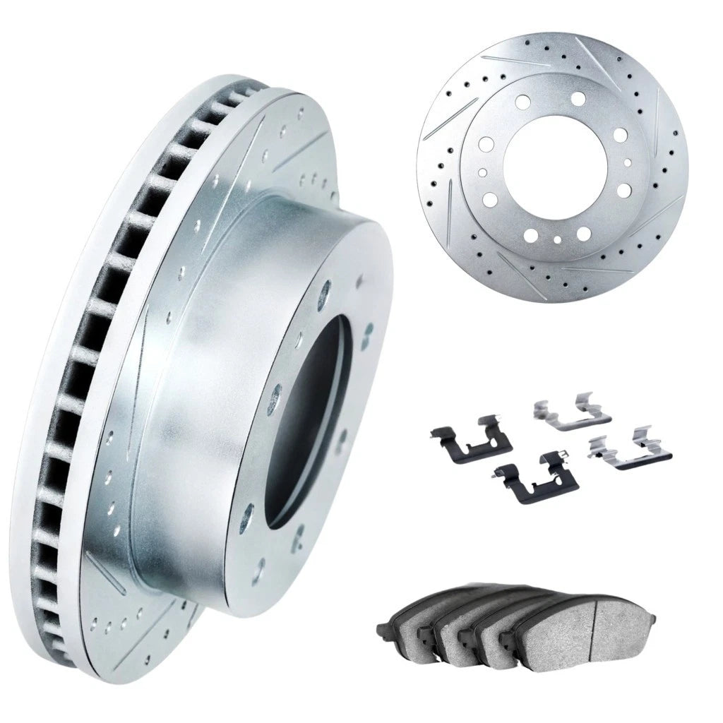 Set of 2 Drilled and Slotted Brake Rotors for GMC Sierra 2500 (1999–2004) ALX-PAU-DF-7412-48027-CLA2