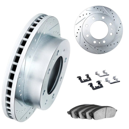 Set of 2 Drilled and Slotted Brake Rotors for GMC Sierra 2500 (1999–2004) ALX-PAU-DF-7412-48027-CLA2