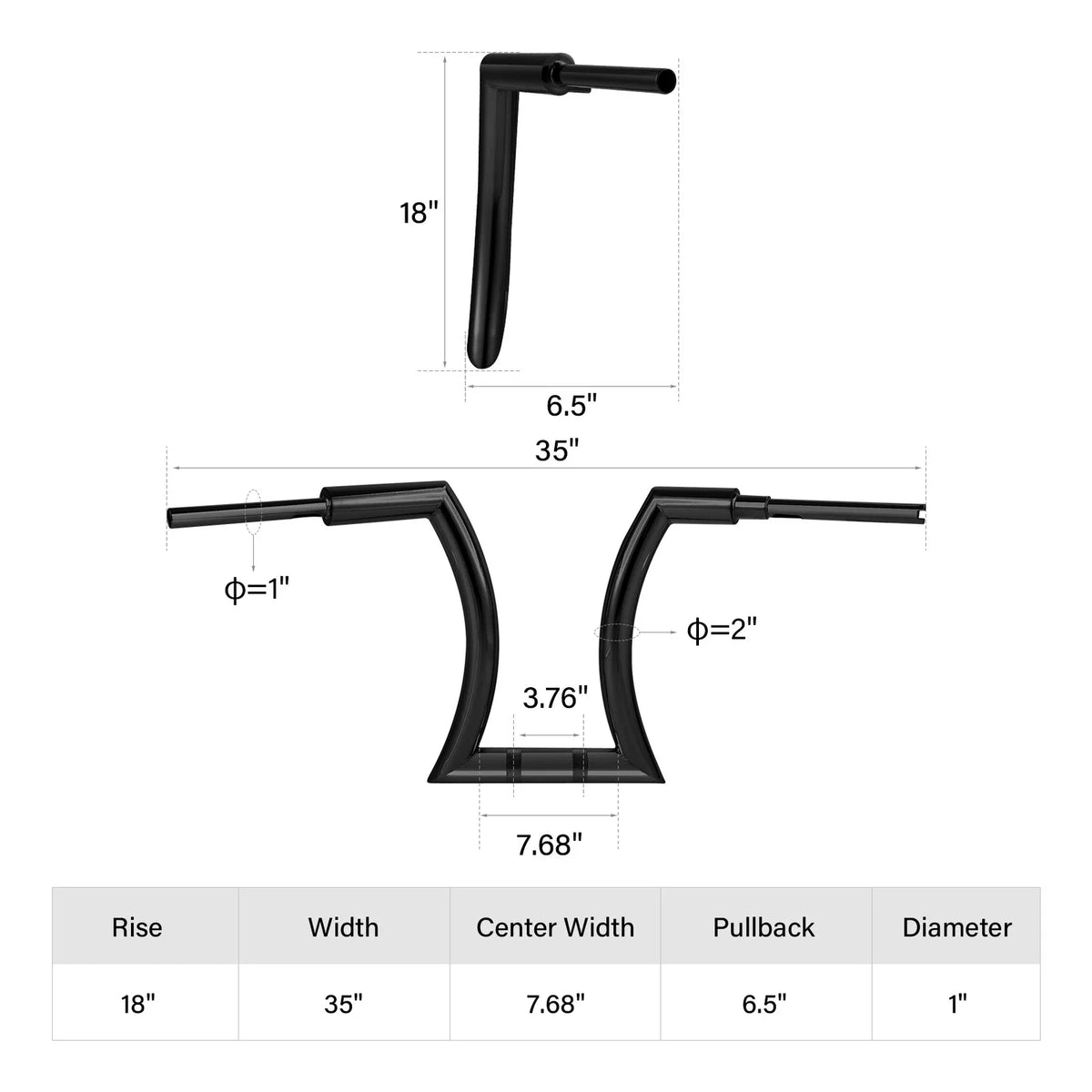 18" Rise 2" Hanger Bar Handlebar for Harley Sportster XL (2004–2023)