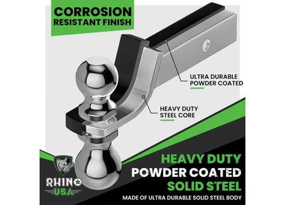 Reversible Dual Ball Hitch for Rhino USA TO-HTDUAL-BLK (2" & 2-5/16")