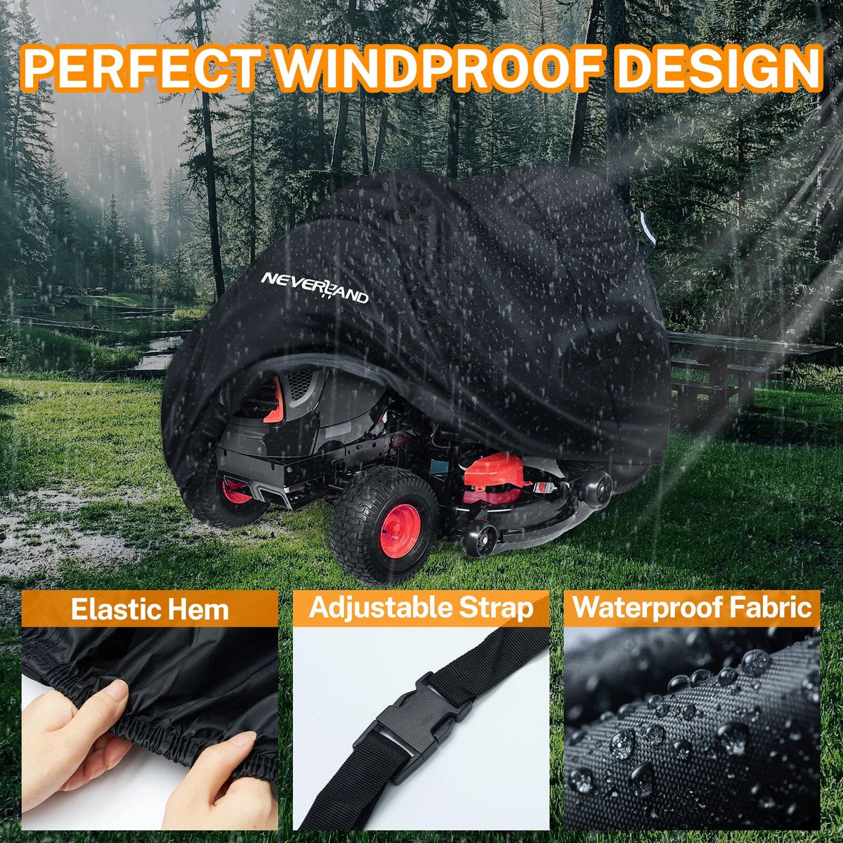 Lawn Mower Tractor Cover for Neverland (72"L) Waterproof UV Wind Protector