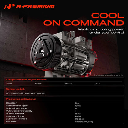 A/C Compressor with Clutch for Toyota 4Runner (1996–2000) 8832035450, BHT73002, 78323