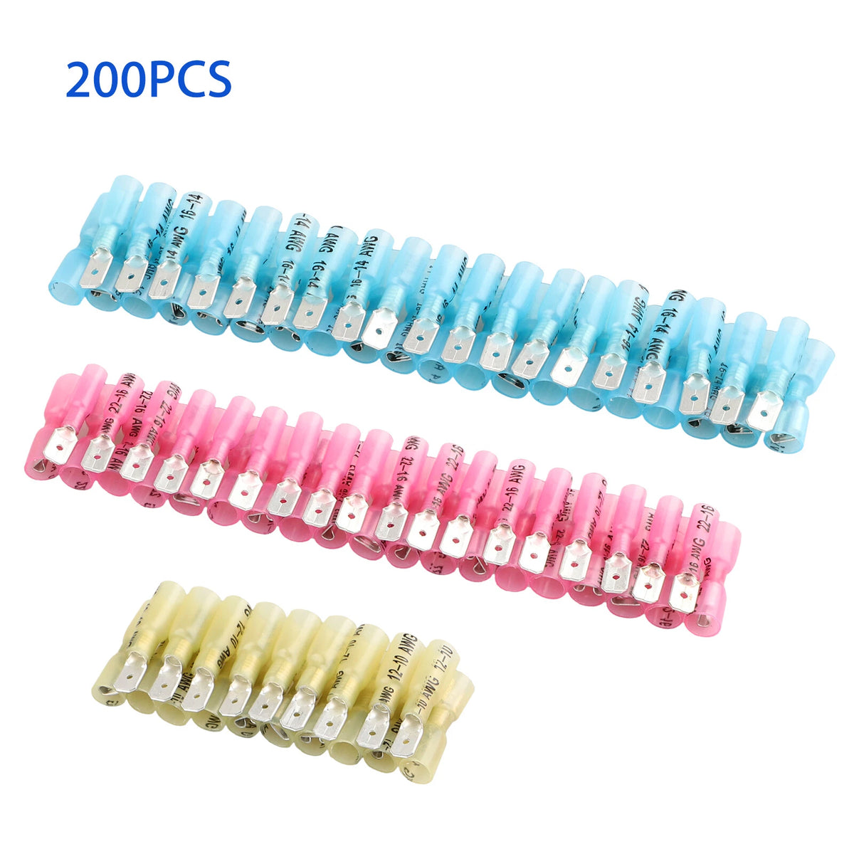 Set of 200 Electrical Heat Shrink Male & Female Spade Wire Connectors
