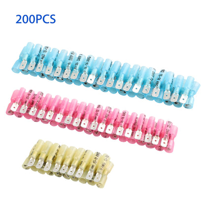 Set of 200 Electrical Heat Shrink Male & Female Spade Wire Connectors