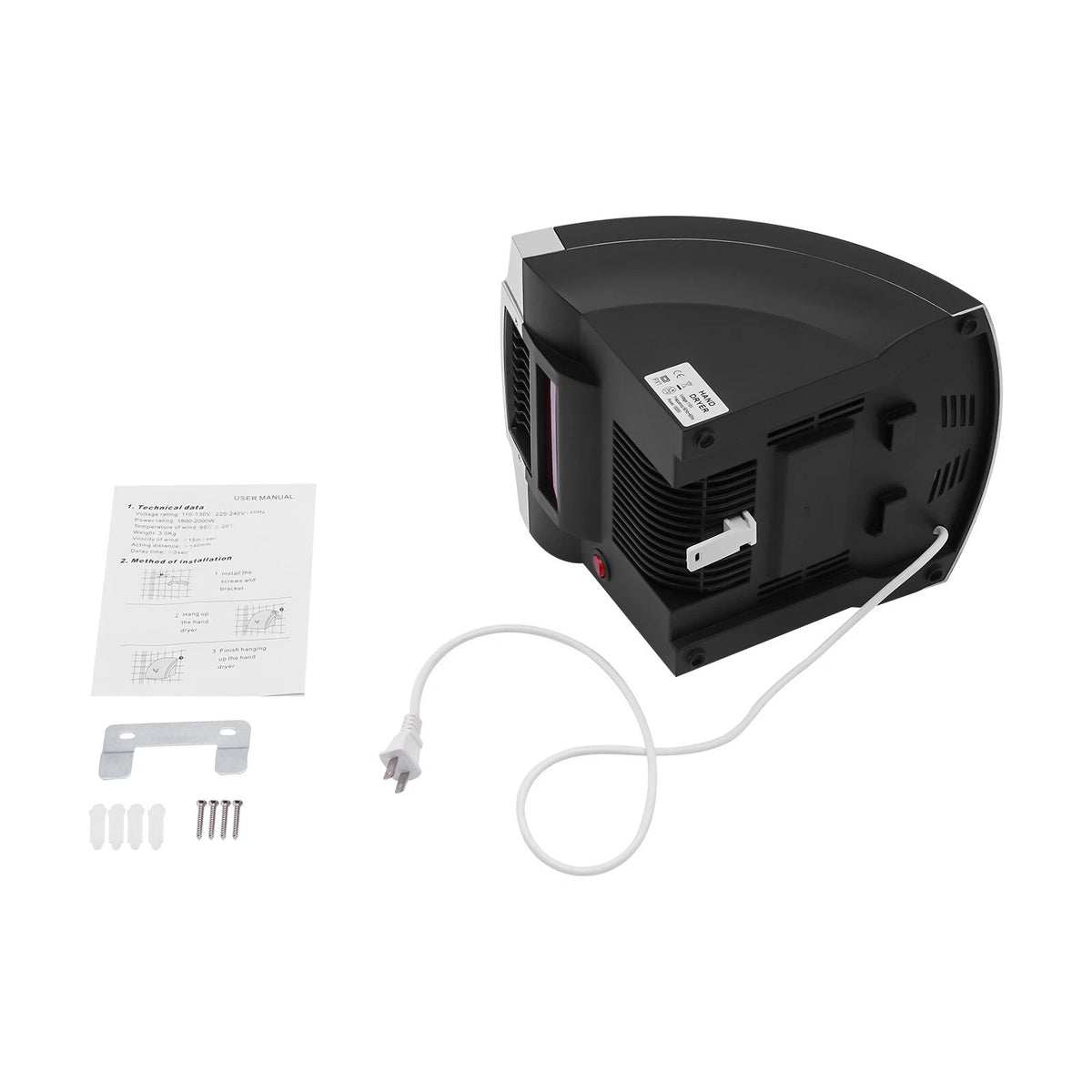 1800W Electric Hand Dryer for Commercial Use (Hot/Cold Air)