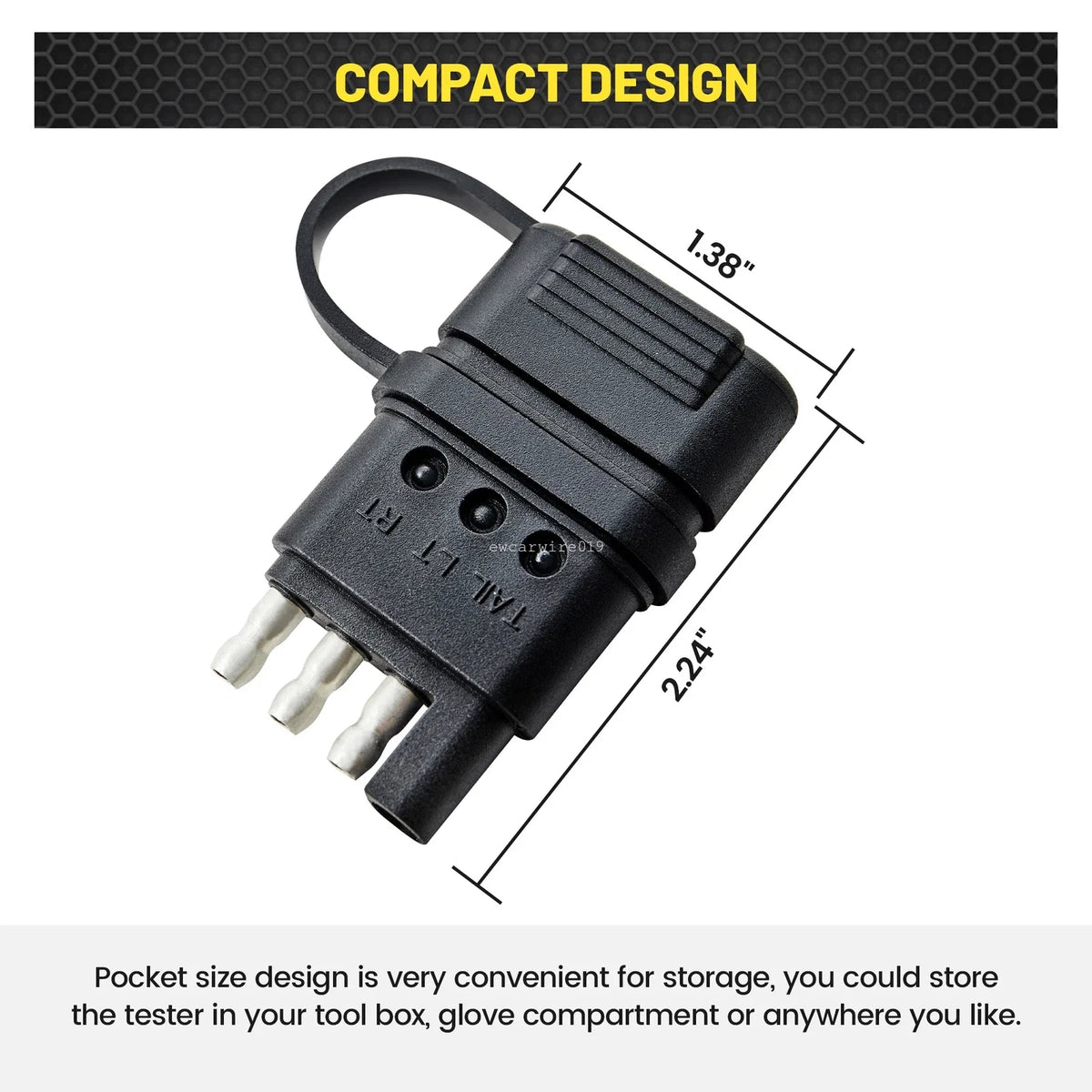 2X Trailer Wire Circuit Tester 4 Pin Male Female Plug with LED Indicators