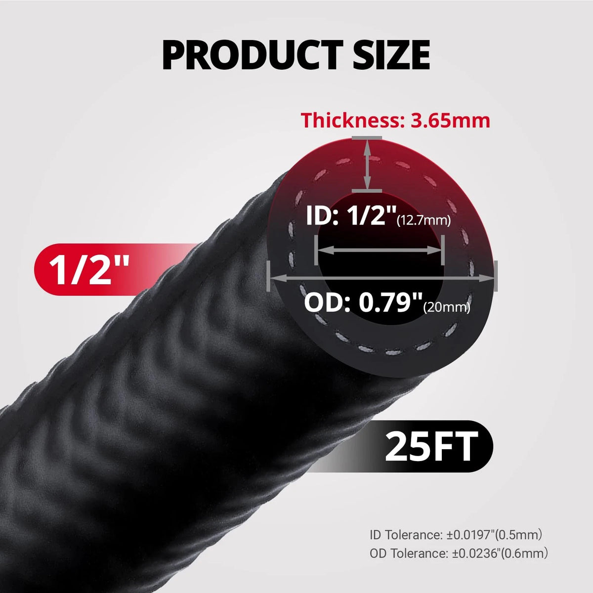 25FT 1/2" Fuel Hose Line NBR Rubber Push Lock with 10 Clamps SAE 30R7 300PSI