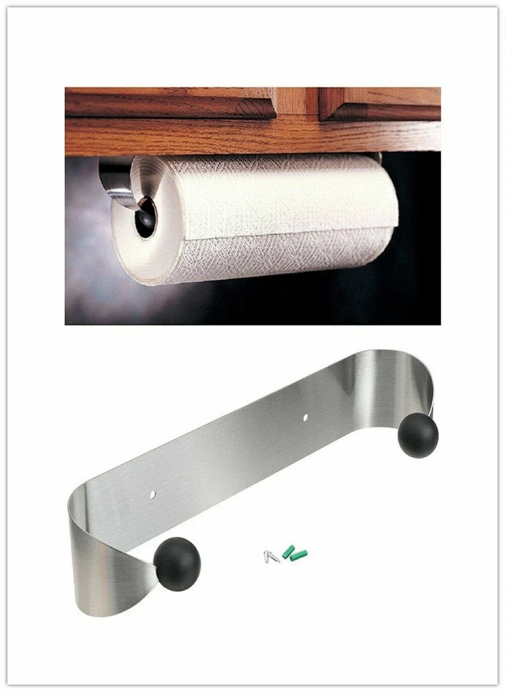 Paper Towel Holder Under Cabinet Wall Mount Rack for Kitchen Bathroom