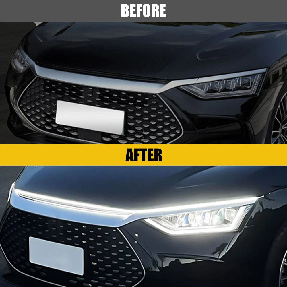 Universal White Flexible LED Hood Strip for Cars (Dynamic Scan)