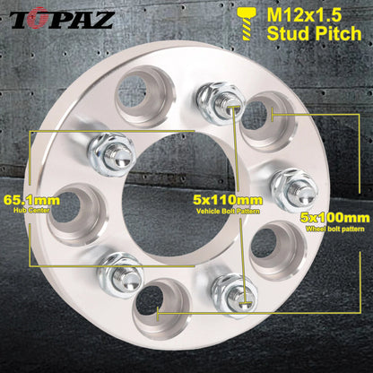 Set of 4 Wheel Spacer Adapters for Chevy Saturn Pontiac (5x110 to 5x100)