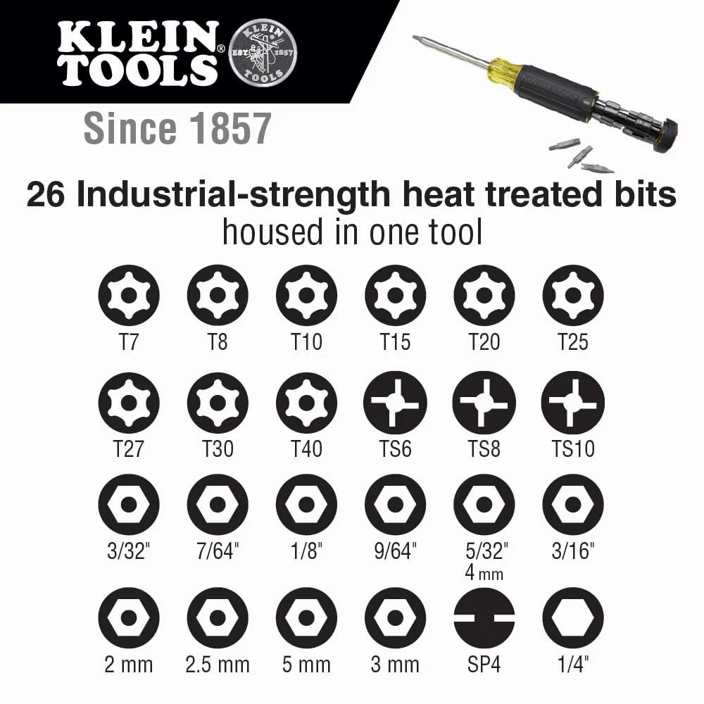 Multi-bit Tamperproof Screwdriver for Klein Tools (One Size)