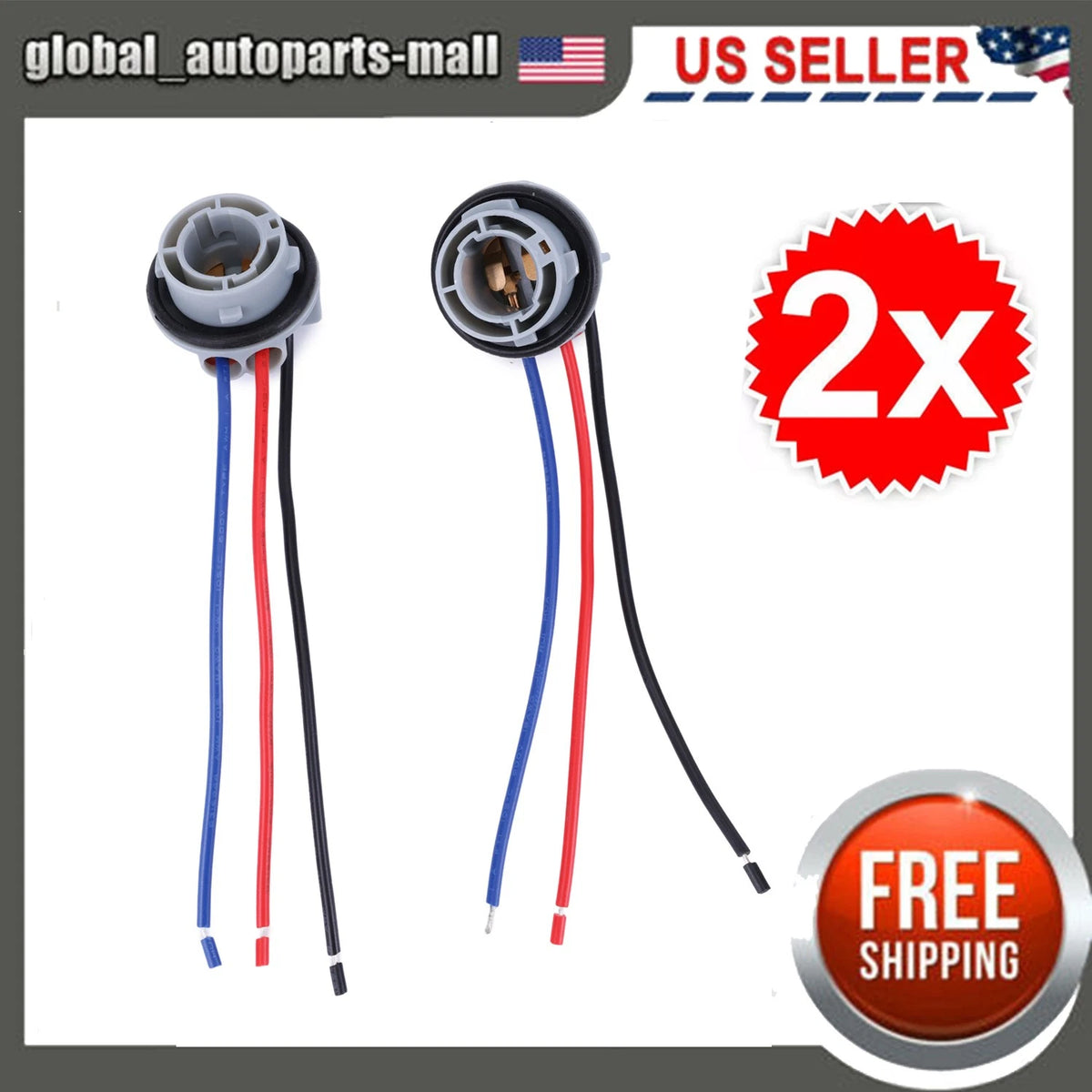 2X 1157 LED Pig Tail Plug Stop Brake Turn Light Bulb Socket Harness