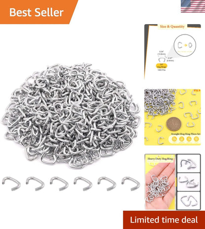 1000 Pcs 3/8" Galvanized Hog Rings for Upholstery and Construction