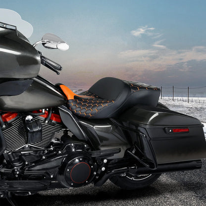 Gel Seat for Harley Touring Electra Glide (2009–2023) - Orange Black