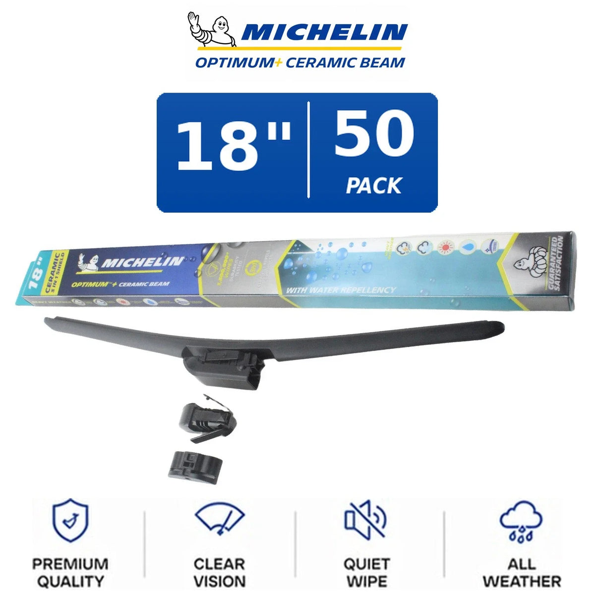 Set of 2 Michelin Optimum+ Ceramic Beam Wiper Blades 18" for All Vehicles