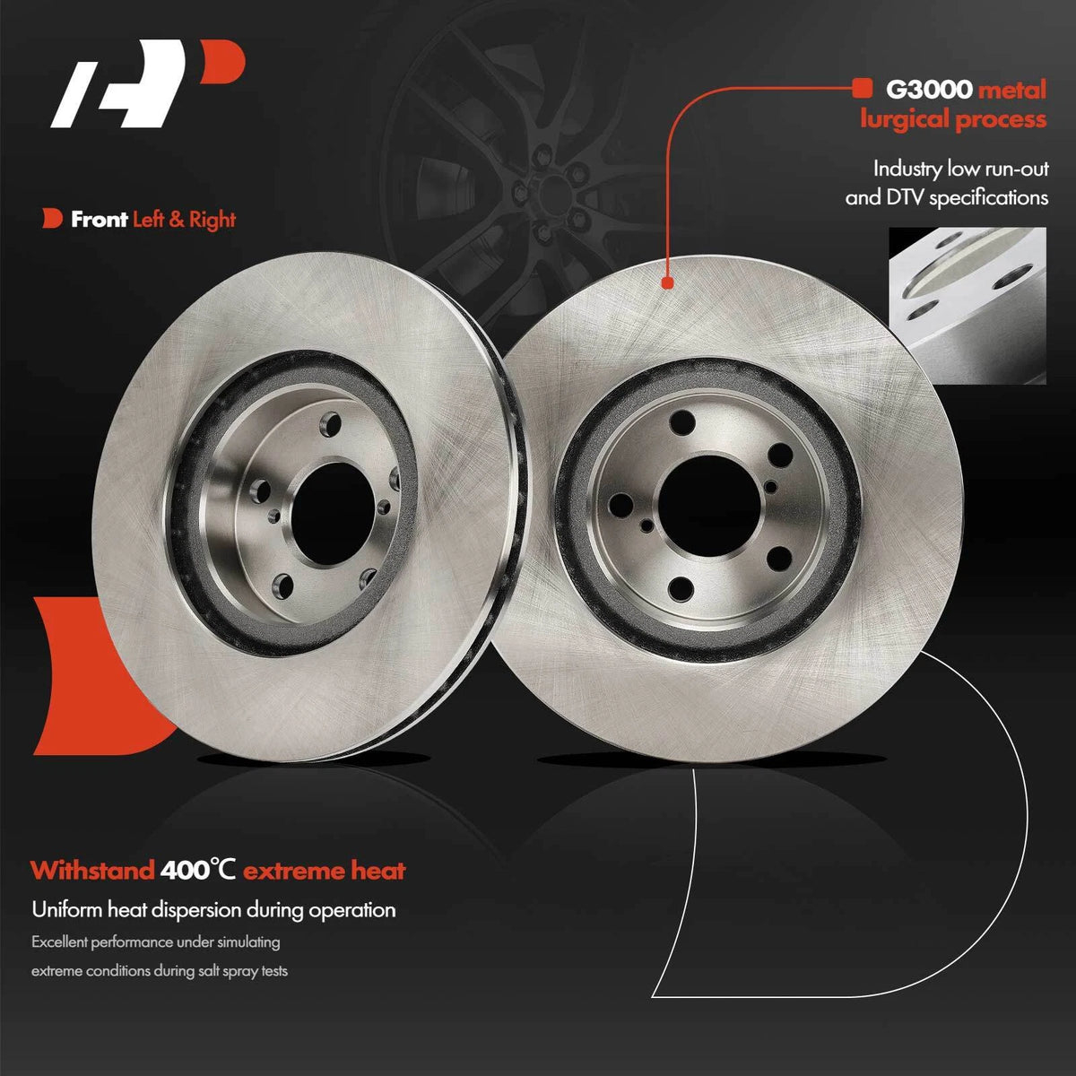 Set of 2 Front Side Disc Brake Rotors for Subaru Impreza (2017–2023) 12147042
