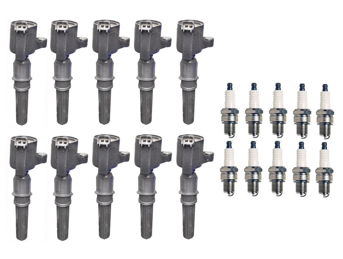 Set of 10 Ignition Coils & Iridium Spark Plugs for Ford V10