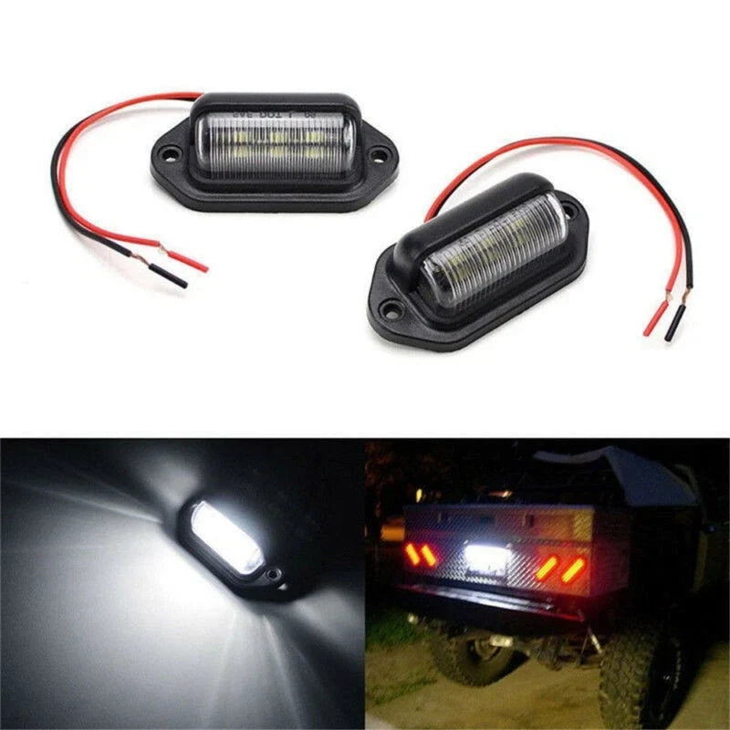 2X LED License Plate Lights for Car Boat Truck Trailer (10-30V)