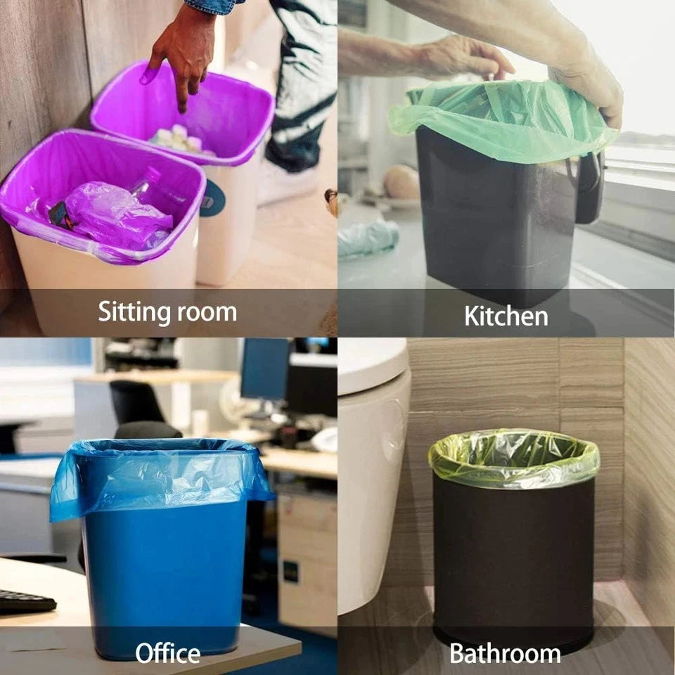 2.6 Gallon Strong Trash Bags - 330 Pcs Colorful Clear Garbage Bags
