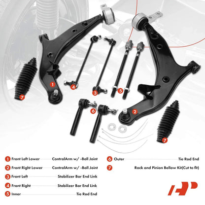 10x Front Control Arm Sway Bar Tie Rod End Ball Joint for Nissan Quest (1993–2002)