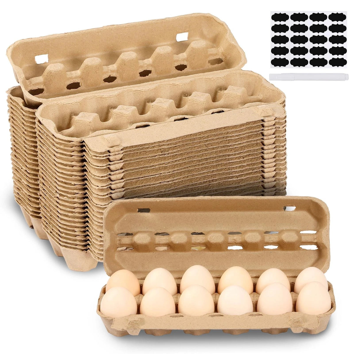 25-Pack Empty Egg Cartons for Various Uses (Natural Paper Pulp)