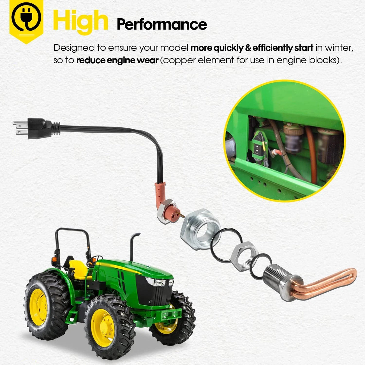 Engine Coolant Heater Kit for John Deere