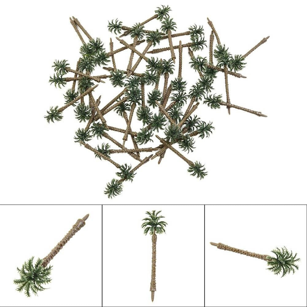 100Pcs 70mm Coconut Palm Trees for N or HO Scale Layout Model