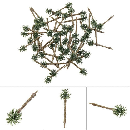 100Pcs 70mm Coconut Palm Trees for N or HO Scale Layout Model