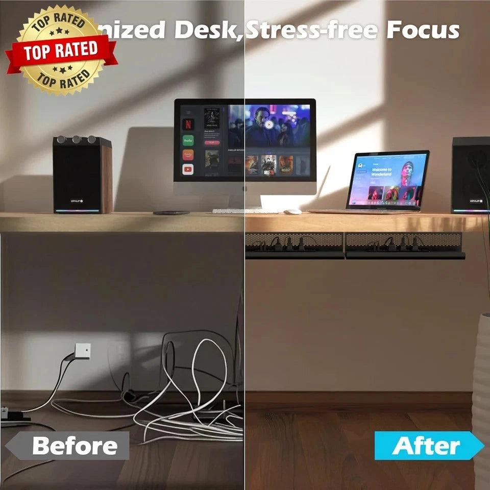 Cable Management Tray Kit for Under Desk (26PCS) - Ventilated Hexagon
