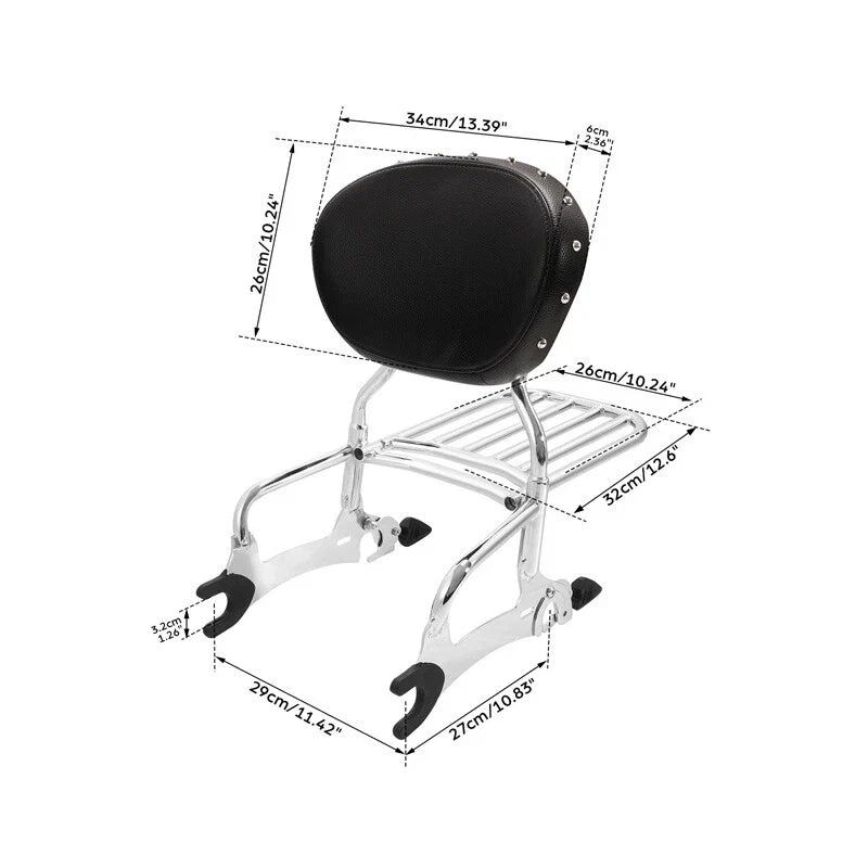 Backrest Sissy Bar & Luggage Rack for Indian Chieftain Springfield (2014–2022)