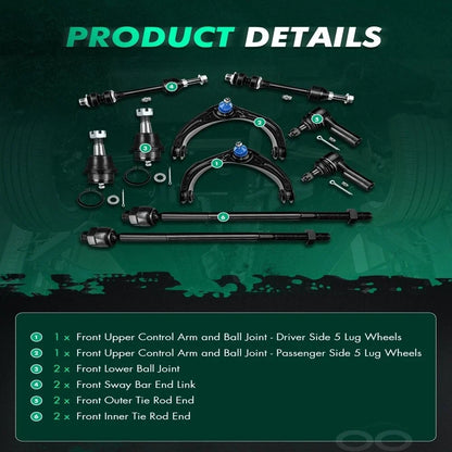 10PC Steering Control Arms & Ball Joint Tie Rod End for Dodge Ram 1500 (2006–2008)