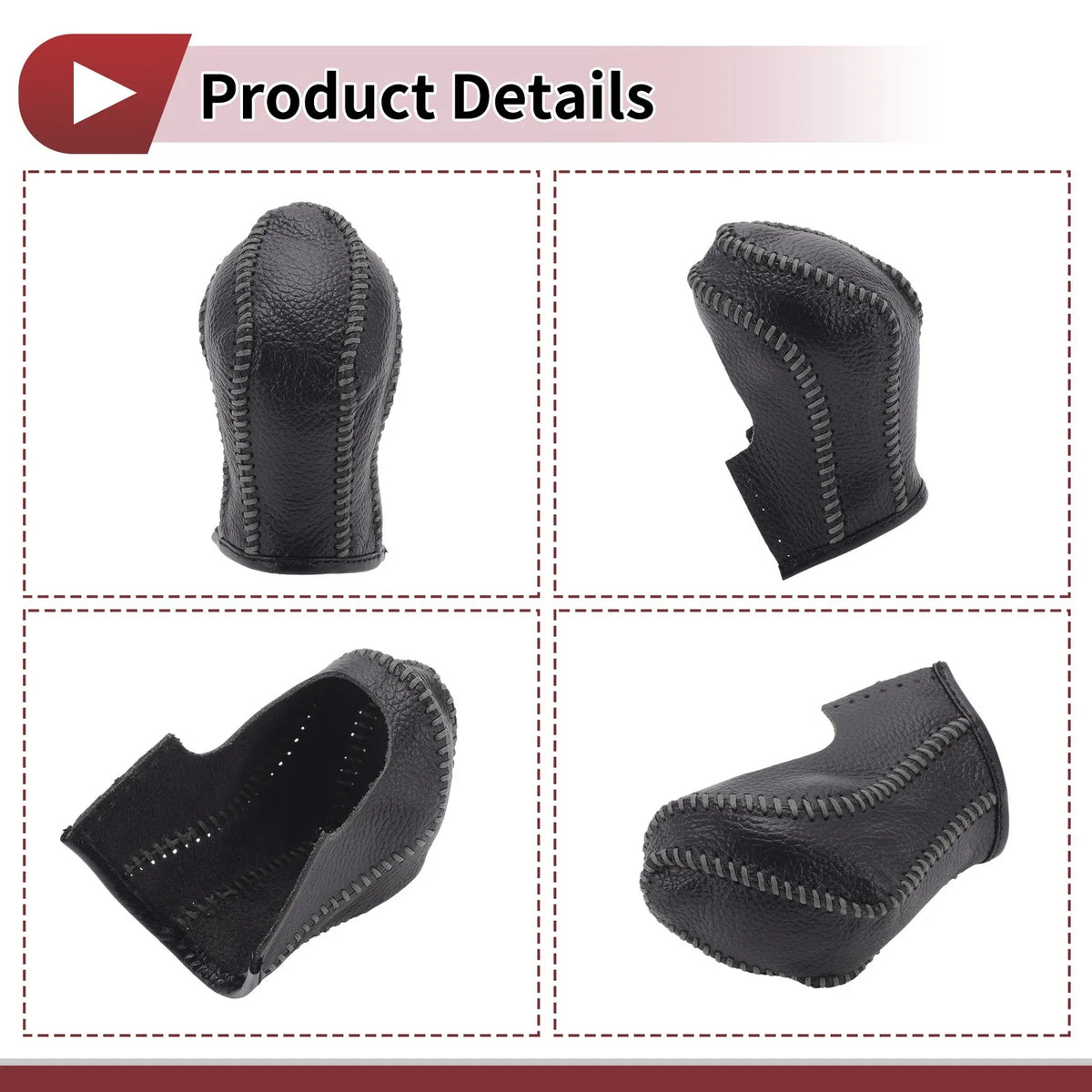 1Pc Gear Shift Knob Cover for Nissan Maxima (2016–2023) Black Gray Faux Leather