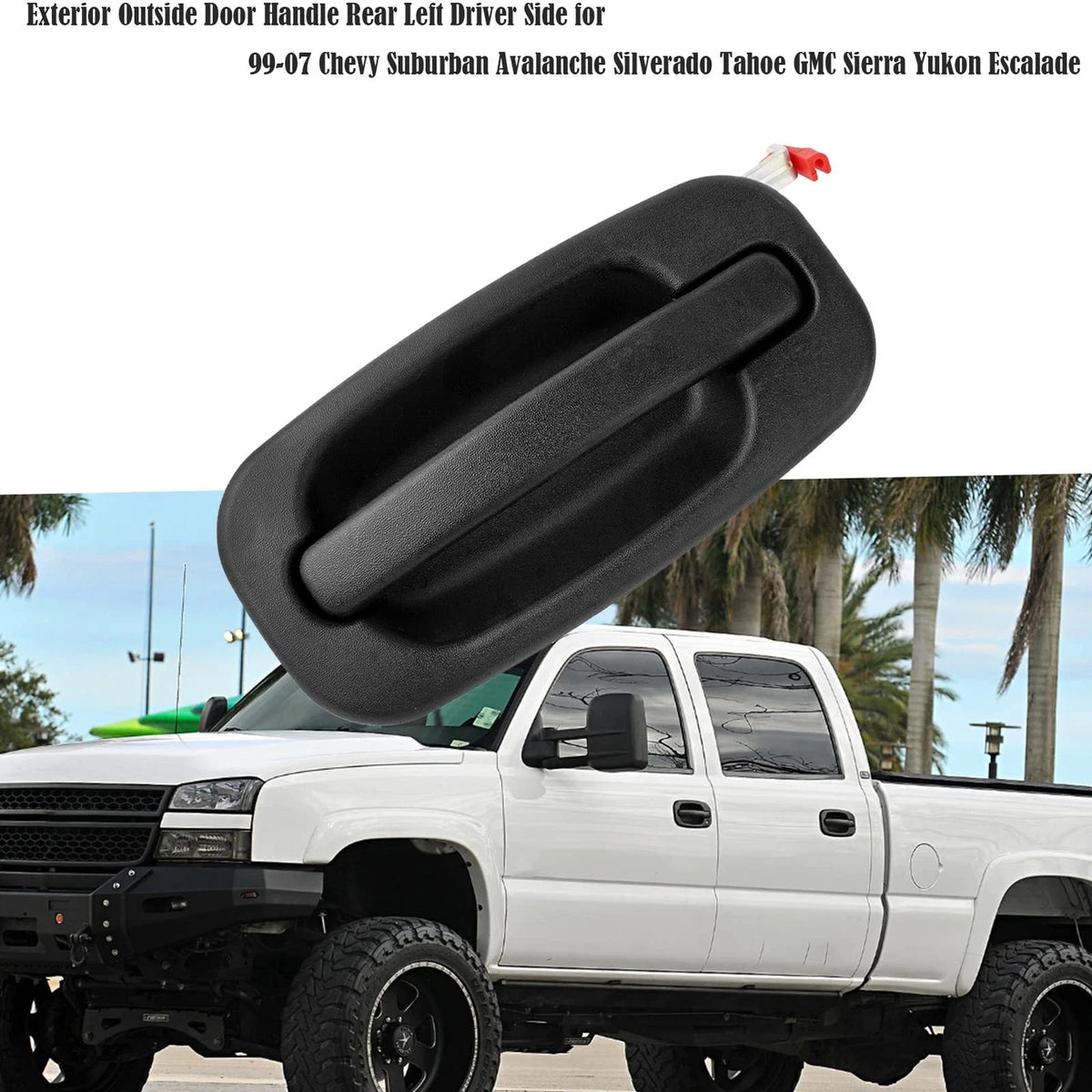 Rear Left Driver Exterior Door Handle for Chevy Suburban (Black)