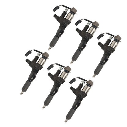 6x Diesel Fuel Injectors for Hino J08E Kobelco SK350-8 (095000-6593, VH23670E0520)