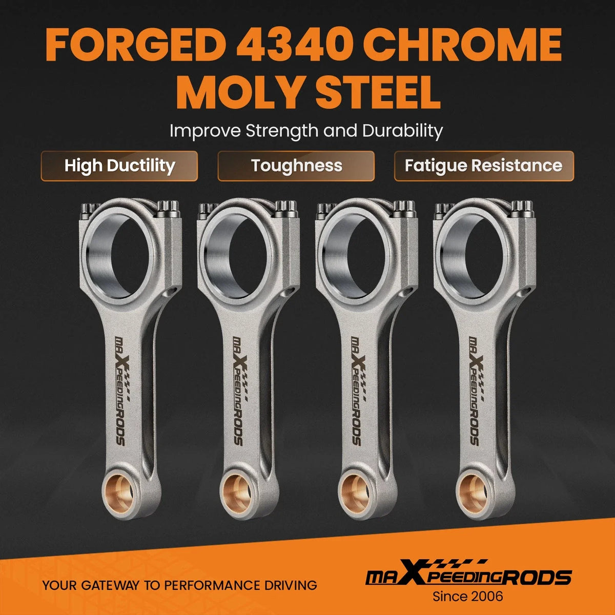 Forged H-Beam Connecting Rods + Bolts for Triumph Spitfire 1500 (1970–1980)