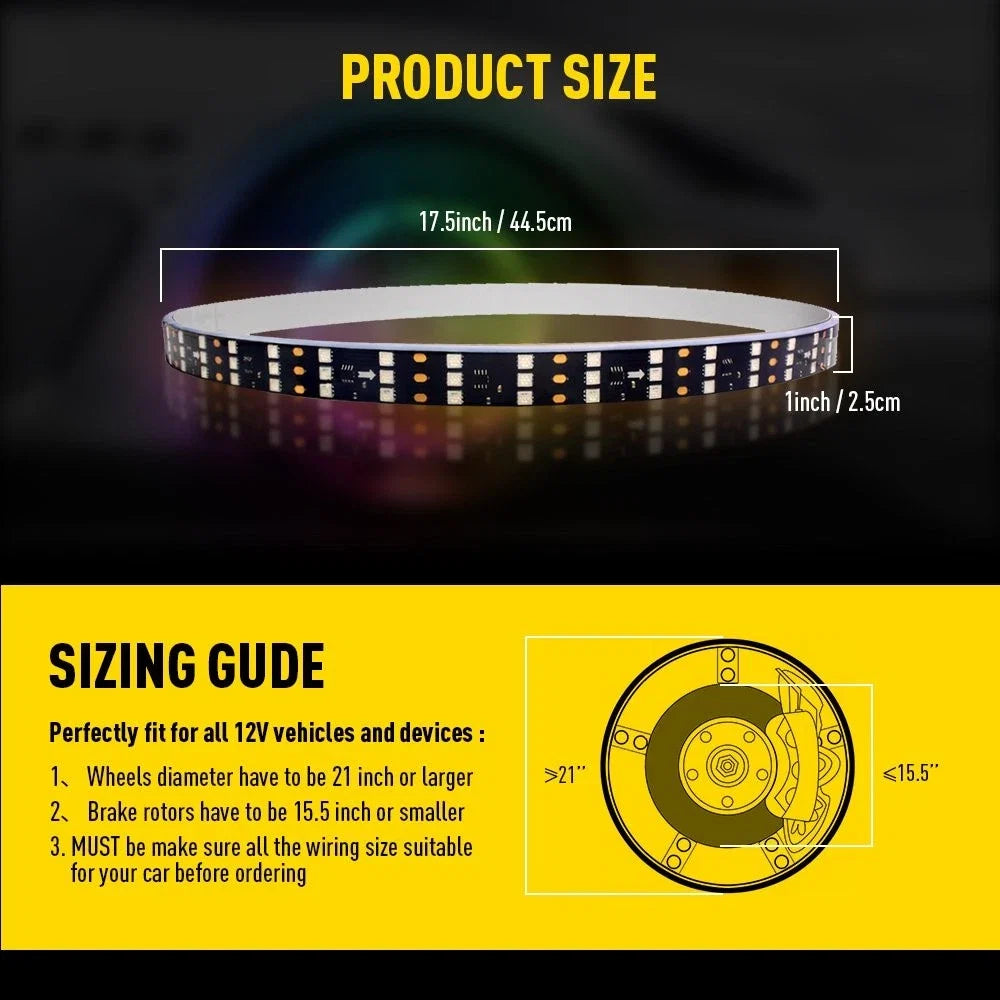 4pc 17.5" RGB LED Wheel Ring Lights for Truck Car Rim