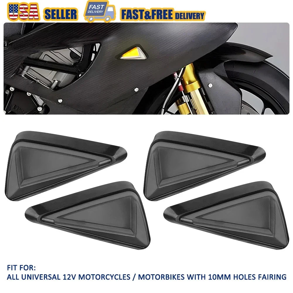 Set of 4 Flush Mount DRL LED Turn Signal Indicator Lights for Motorcycle