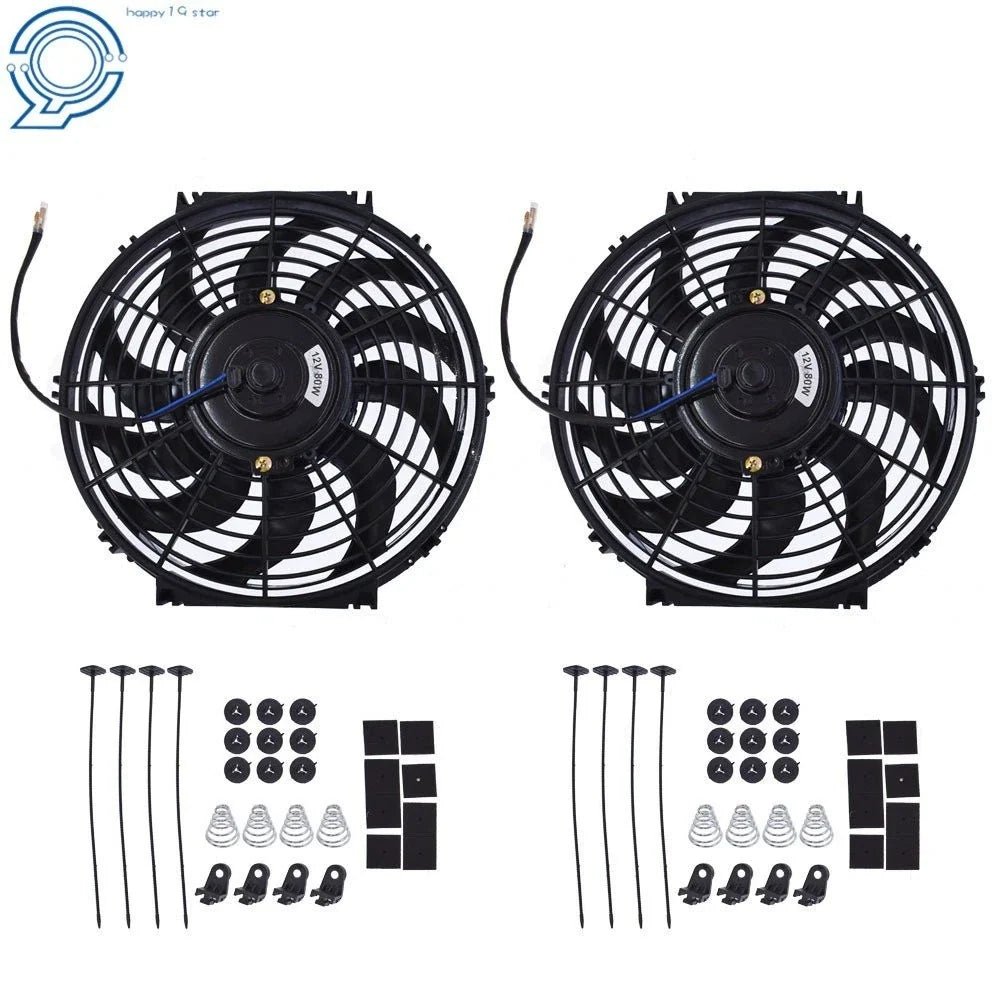 2X 12" Slim Electric Radiator Cooling Fan Mount Kit Universal