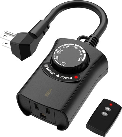 HBN Outdoor Light Timer with Remote Control for Outdoor Use